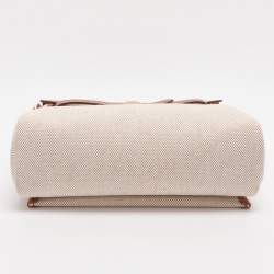 مملوكة مسبقًا حقيبة هيرمس هيرباغ 20 كانفاس وجلد بني/بيج معدن مطلي ذهب