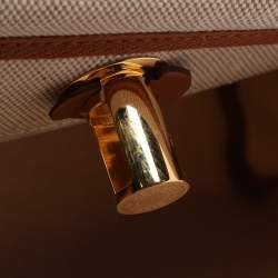 مملوكة مسبقًا حقيبة هيرمس هيرباغ 20 كانفاس وجلد بني/بيج معدن مطلي ذهب