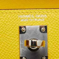 Pre Owned Hermès Kelly II Sellier 20 Palladium Finish Jaune de Naples Leather Bag