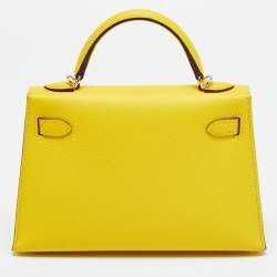 Pre Owned Hermès Kelly II Sellier 20 Palladium Finish Jaune de Naples Leather Bag