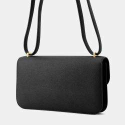 مملوكة مسبقًا حقيبة هيرمس كونستانس الين ميرور جلد ايبسوم أسود