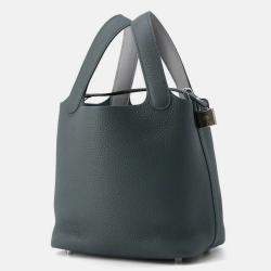 Pre Owned حقيبة هيرميس بيكوتين لوك إيكلا فيرت مانغروف/غوريفانتان جلد توريلون كليمنس سوفت حجم متوسط