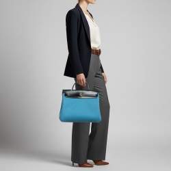 Pre Owned حقيبة هيرمس هيرباغ زيب 31 قماش ميكونوس/بلو سافير وجلد فاتش هانتر