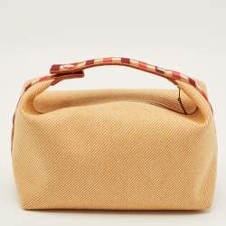 Pre Owned Hermes Bride-a-Brac Carre Large Fauve Merino Wool Pouch