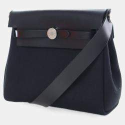 Pre Owned Hermes Noir Military Toile Mini Herbag Zip 20