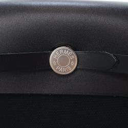 Pre Owned Hermes Noir Military Toile Mini Herbag Zip 20