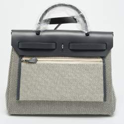 مملوكة مسبقًا حقيبة هيرمس 2في1 هيرباغ 31 قماش طبيعي/أسود فاكي هانتر