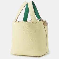 Pre Owned حقيبة هيرمس بيكوتين لوك إكلات أصفر ميلتون/أخضر فيرتيغو جلد تاوريلون كليمونس سويفت حجم صغير