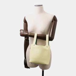 Pre Owned حقيبة هيرمس بيكوتين لوك إكلات أصفر ميلتون/أخضر فيرتيغو جلد تاوريلون كليمونس سويفت حجم صغير