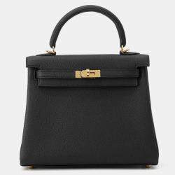 مملوكة مسبقًا Hermes Kelly Retourne Sewing Black Togo Leather Size 25