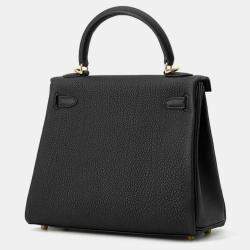 مملوكة مسبقًا Hermes Kelly Retourne Sewing Black Togo Leather Size 25