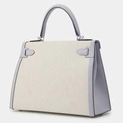 Pre Owned حقيبة هيرمس كيلي سيليير إكرو/بلو غلاسييه تويلا H جلد سوفت حجم 28