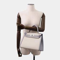 Pre Owned حقيبة هيرمس كيلي سيليير إكرو/بلو غلاسييه تويلا H جلد سوفت حجم 28