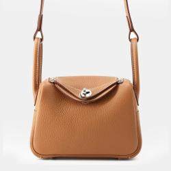 مملوكة مسبقًا حقيبة هيرمس ليندي جلد كليمنس ذهبي حجم ميني