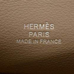 Pre Owned Hermes Pochettekelly Taupe Swift Leather Clutch Bag