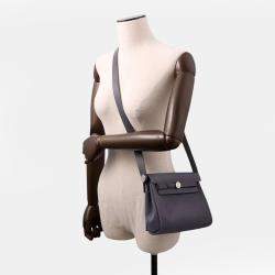 Pre Owned حقيبة هيرمس هيرباغ زيپ أردواز توال ميليتاري فاش هونتر جلد بحجم صغير