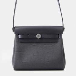 Pre Owned حقيبة هيرمس هيرباغ زيپ أردواز توال ميليتاري فاش هونتر جلد بحجم صغير