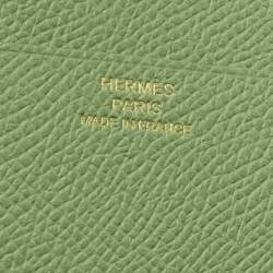 مملوكة مسبقًا محفظة هيرمس بيرن كومباين ثلاثة أضعاف جلد إبصوم أخضر يوكا