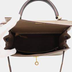 مملوكة مسبقًا Hermes Kelly Sellier Tricolor Etoupe/Ardoise/Black Epsom Size 25