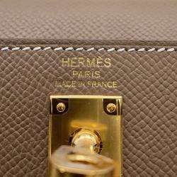 مملوكة مسبقًا Hermes Kelly Sellier Tricolor Etoupe/Ardoise/Black Epsom Size 25