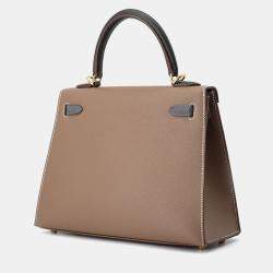 مملوكة مسبقًا Hermes Kelly Sellier Tricolor Etoupe/Ardoise/Black Epsom Size 25