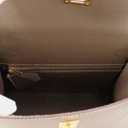 مملوكة مسبقًا Hermes Kelly Sellier Tricolor Etoupe/Ardoise/Black Epsom Size 25