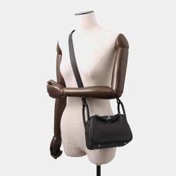 Pre Owned حقيبة هيرمس ليندي سوداء جلد تاوريون كليمونس حجم صغير