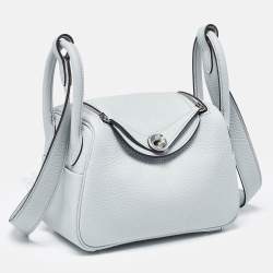 مملوكة مسبقًا حقيبة هيرمس ميني ليندي جلد سويفت بلو فريدا إكسسوار مطلي بلاديوم