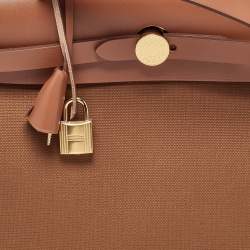 Pre Owned حقيبة هيرمس هيرباغ زيب 31 كانفاس إتش/إبيين وجلد أحمر