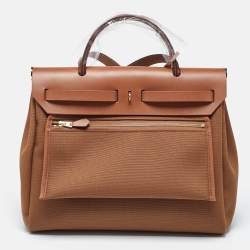 Pre Owned حقيبة هيرمس هيرباغ زيب 31 كانفاس إتش/إبيين وجلد أحمر