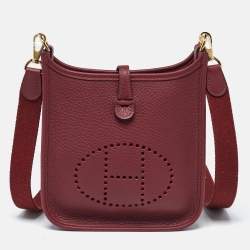Pre Owned Hermès Evelyne Amazone TPM Rouge H Taurillon Clemence Leather Crossbody Bag
