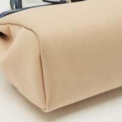 Pre Owned Hermes Herbag Zip 31 Beige/Bleu Saphir Toile and Vache Hunter Top Handle Bag