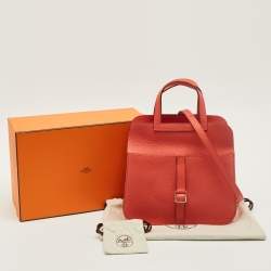 مملوكة مسبقًا Hermes Halzan 25 Palladium Finish Rose Texas Taurillon Clemence Leather Tote