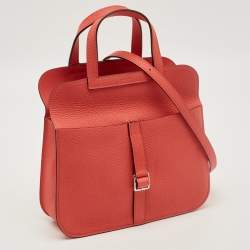 مملوكة مسبقًا Hermes Halzan 25 Palladium Finish Rose Texas Taurillon Clemence Leather Tote