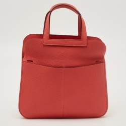 مملوكة مسبقًا Hermes Halzan 25 Palladium Finish Rose Texas Taurillon Clemence Leather Tote
