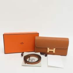 مملوكة مسبقًا محفظة هيرمس توغو كونستانس جلد أبسوم ناتشورال طويلة
