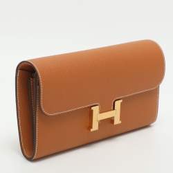 مملوكة مسبقًا محفظة هيرمس توغو كونستانس جلد أبسوم ناتشورال طويلة