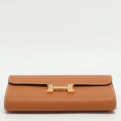 مملوكة مسبقًا محفظة هيرمس توغو كونستانس جلد أبسوم ناتشورال طويلة