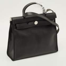 Pre Owned حقيبة هيرميس هيرباج زيپ 31 نسيج تويل طبيعي/سوفر جلد فيشراي