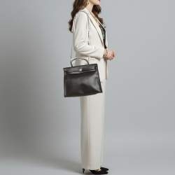 Pre Owned حقيبة هيرميس هيرباج زيپ 31 نسيج تويل طبيعي/سوفر جلد فيشراي