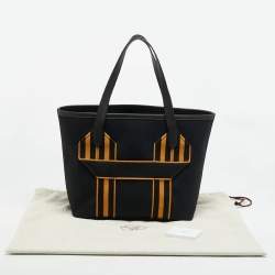 مملوكة مسبقًا Hermes Pursangle MM Noir/Caramel Militaire Toile and Taurillon Clemence Leather Tote