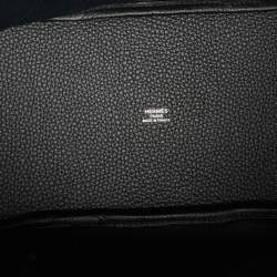 مملوكة مسبقًا Hermes Pursangle MM Noir/Caramel Militaire Toile and Taurillon Clemence Leather Tote