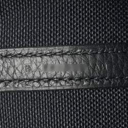 مملوكة مسبقًا Hermes Pursangle MM Noir/Caramel Militaire Toile and Taurillon Clemence Leather Tote