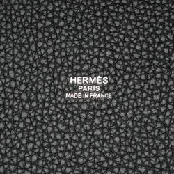 مملوكة مسبقًا Hermes Pursangle MM Noir/Caramel Militaire Toile and Taurillon Clemence Leather Tote