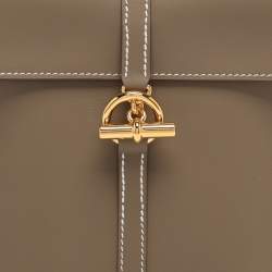 مملوكة مسبقًا Hermès Glenan To Go Gold Finish Grey Leather Pouch