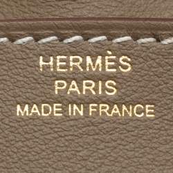 مملوكة مسبقًا Hermès Glenan To Go Gold Finish Grey Leather Pouch