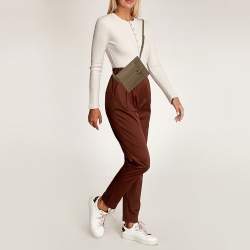 مملوكة مسبقًا Hermès Glenan To Go Gold Finish Grey Leather Pouch