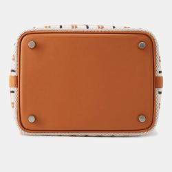 Pre Owned Hermes Picotin Lock 18 Blanket Gold/Ecru/Fauve/Rose Pop Toile H Swift Leather Handbag