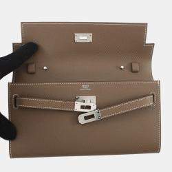 Pre Owned Hermes Kelly Wallet Long To Go Etoupe Epsom