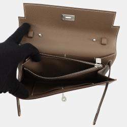 Pre Owned Hermes Kelly Wallet Long To Go Etoupe Epsom